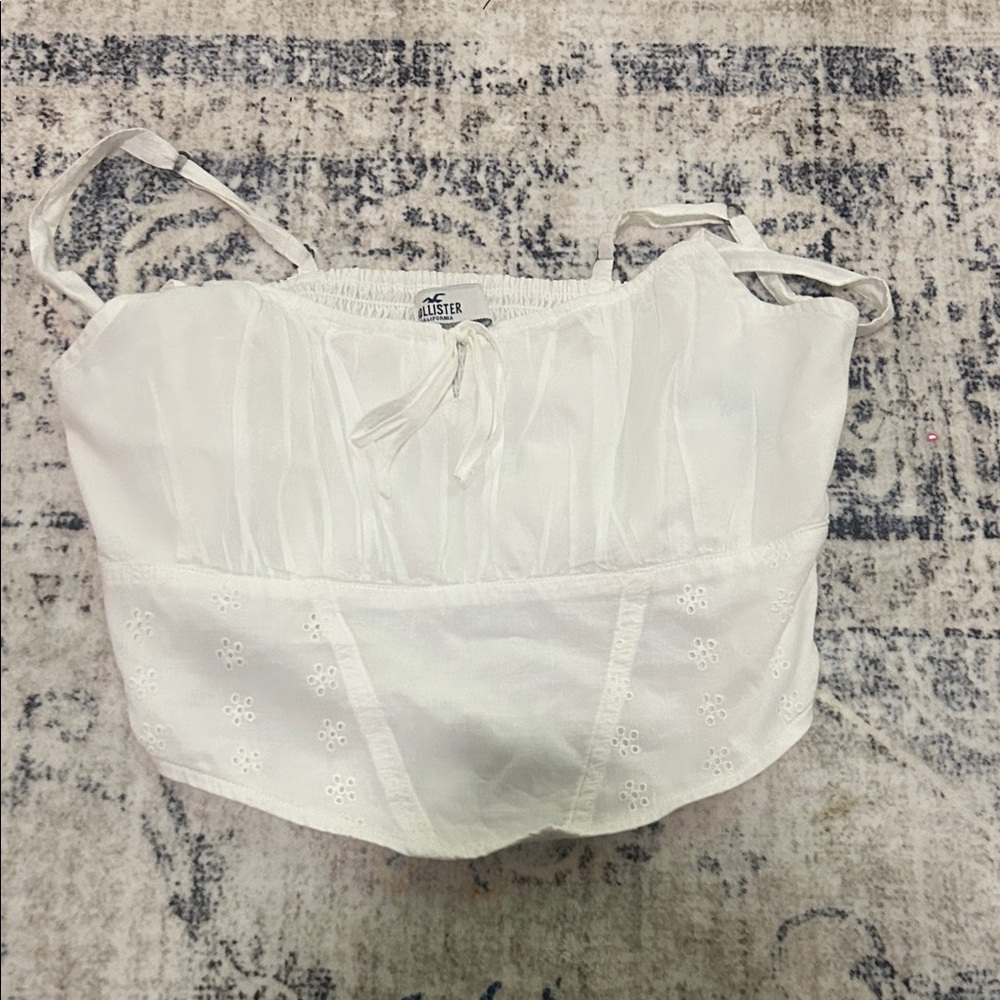 Hollister Cream Smocked Top